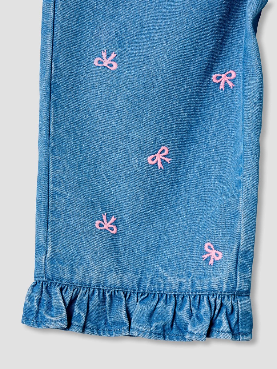 Jeans with Bow Embroidery