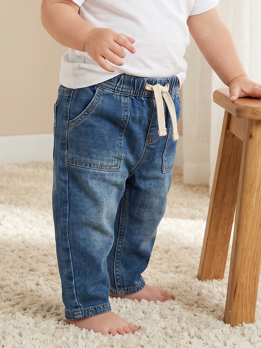 Mid-Rise Jeans with Elasticated Drawstring