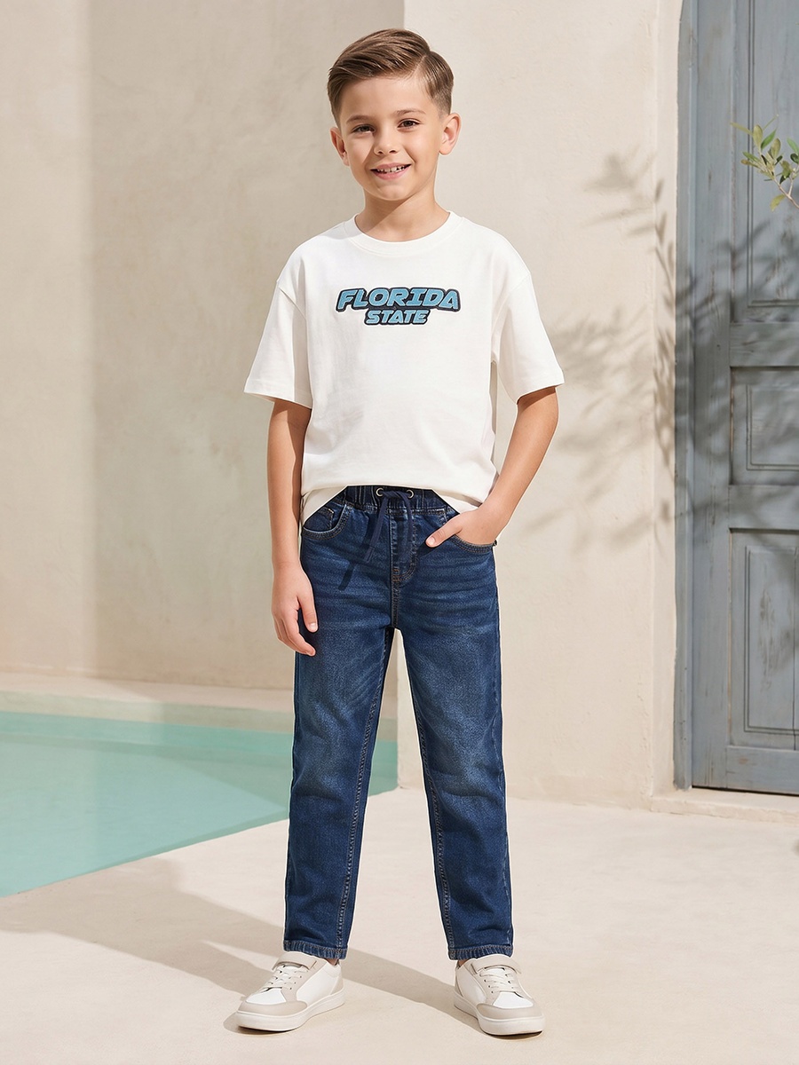 Mid-Rise Jeans with Drawstring Closure