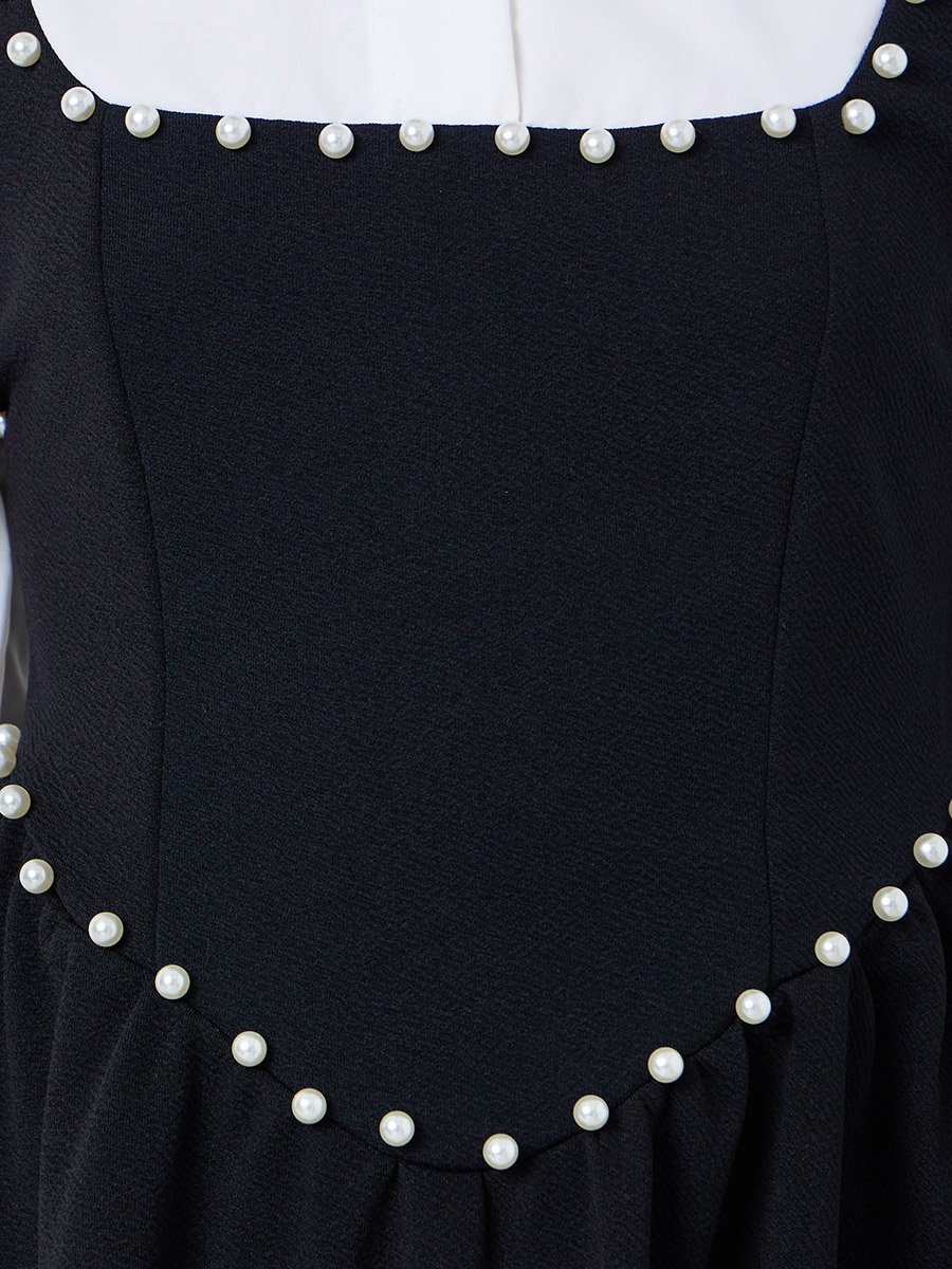 Teen Girls Solid Shirt and Embellished Pinafore Set