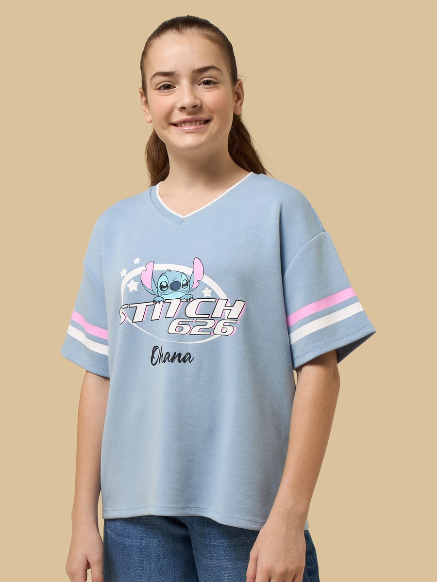 Stitch Print Oversized Cotton T-Shirt