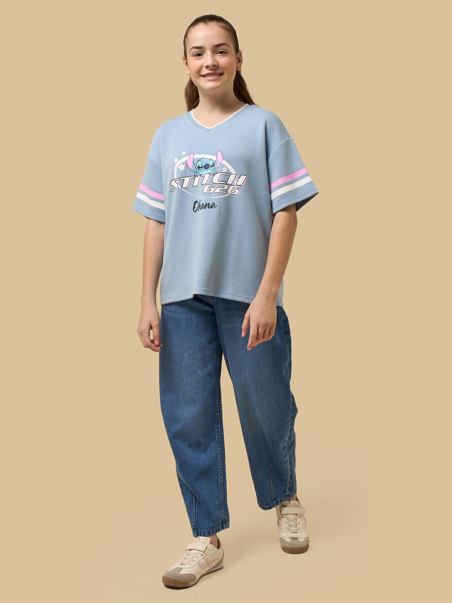 Stitch Print Oversized Cotton T-Shirt