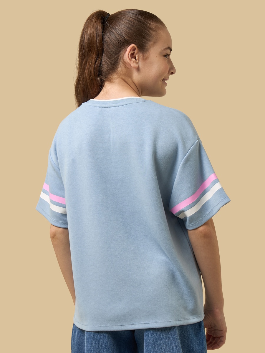 Stitch Print Oversized Cotton T-Shirt