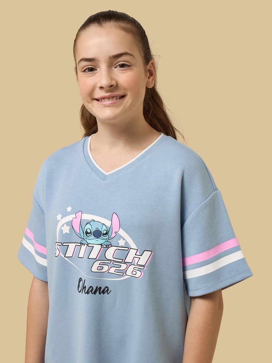 Stitch Print Oversized Cotton T-Shirt