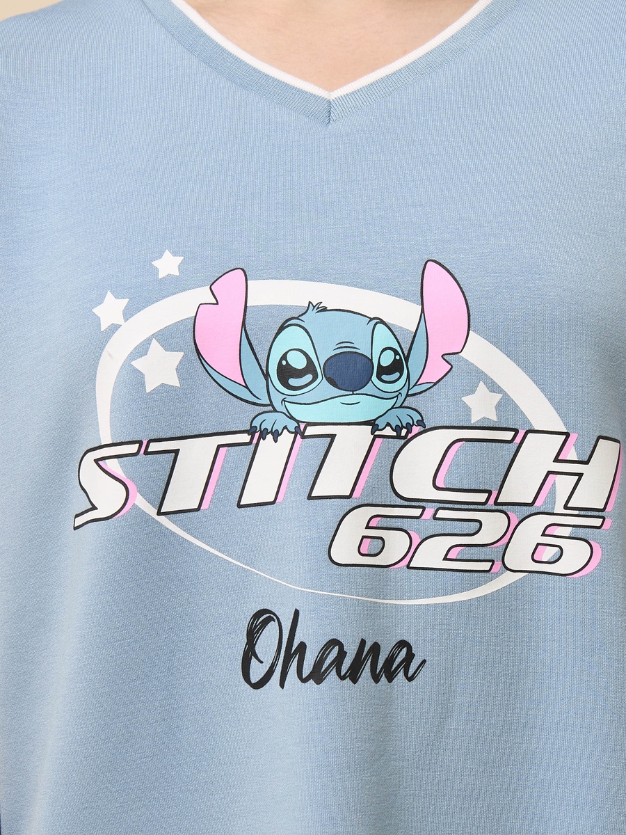 Stitch Print Oversized Cotton T-Shirt