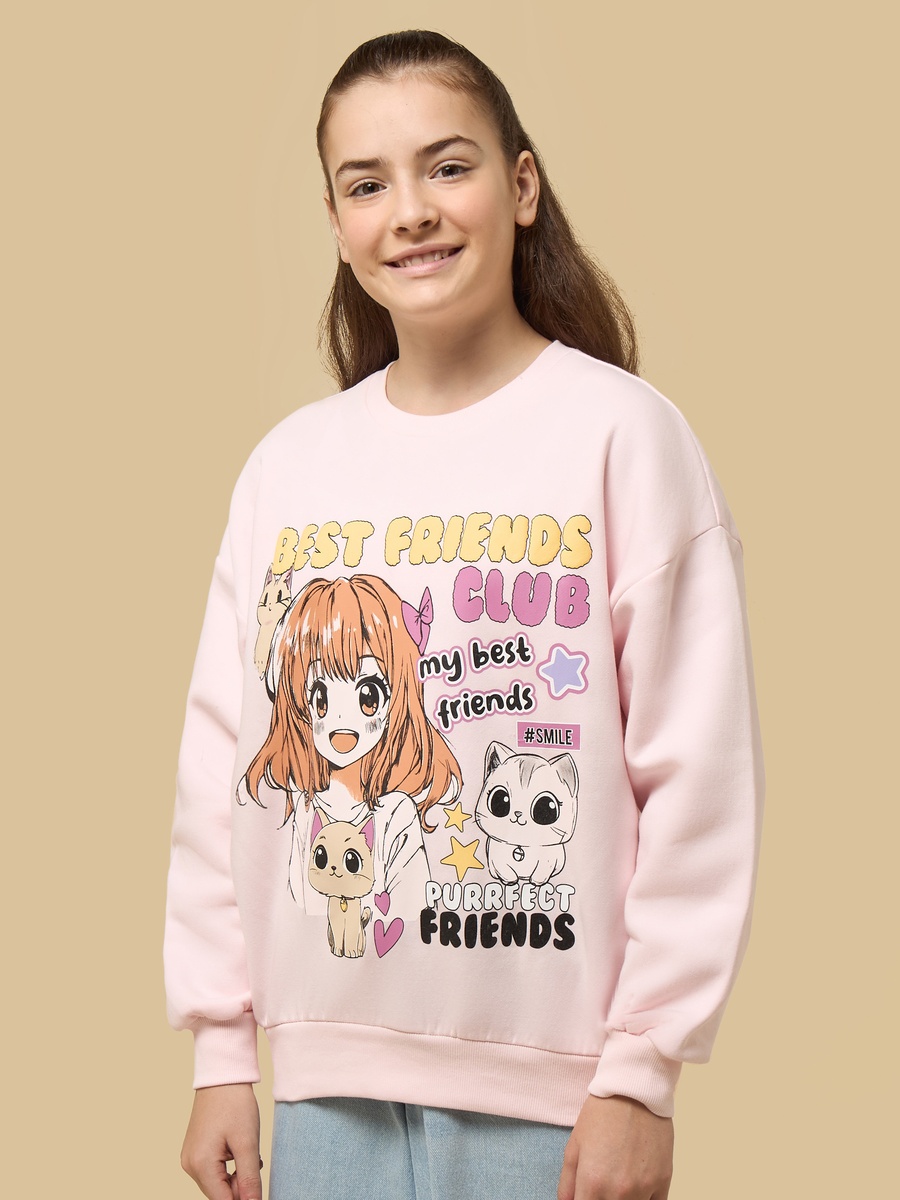 Anime Print Oversized Sweatshirt