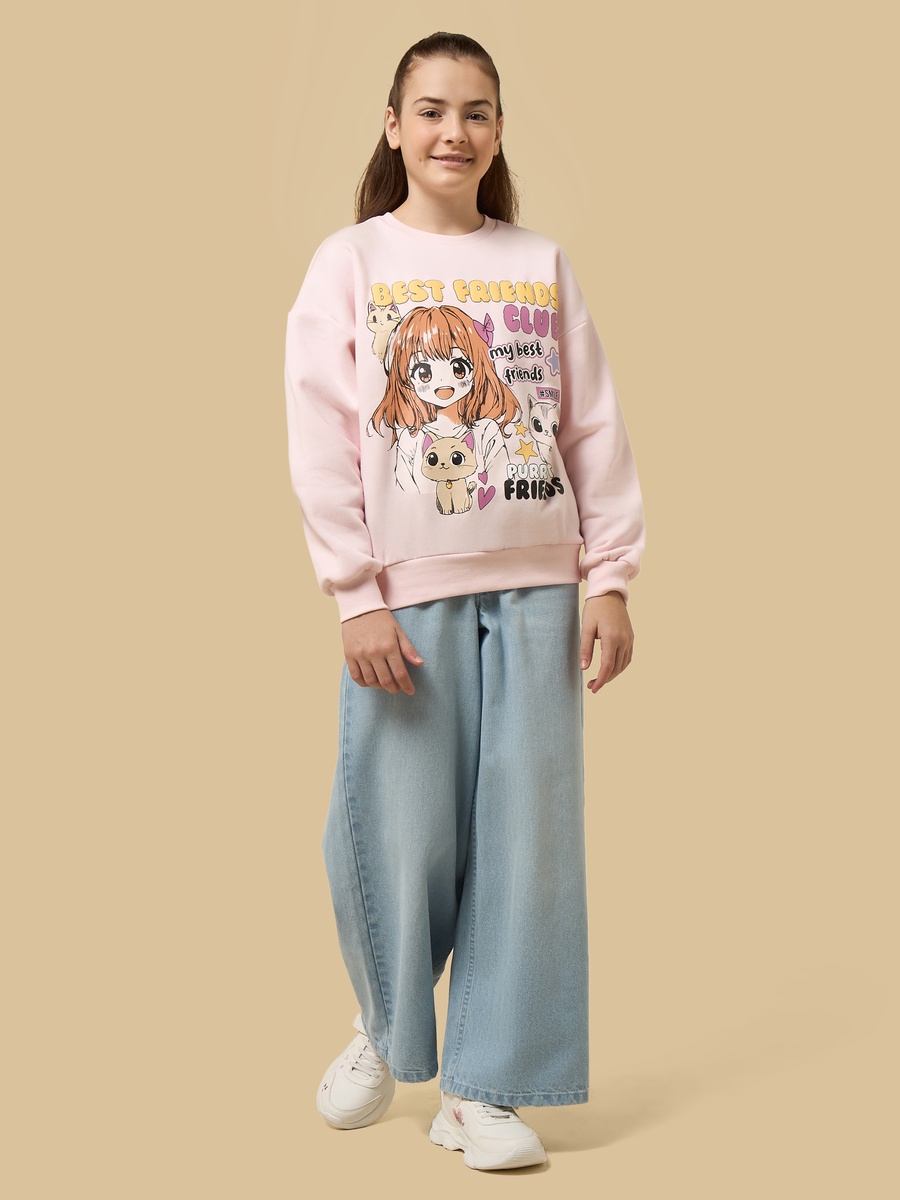 Anime Print Oversized Sweatshirt