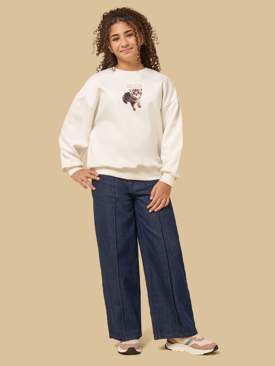 Cat Print Oversized Sweatshirt
