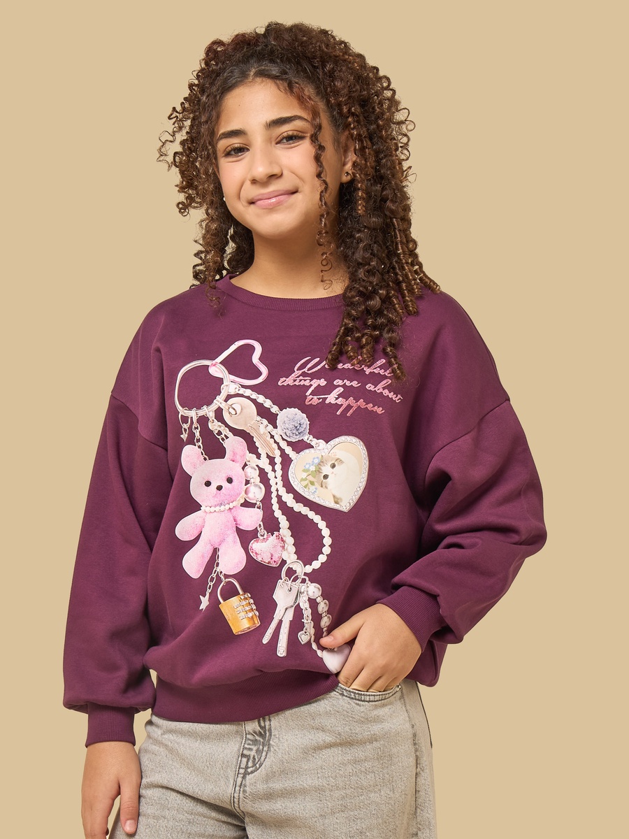 Teddy Print Oversized Sweatshirt