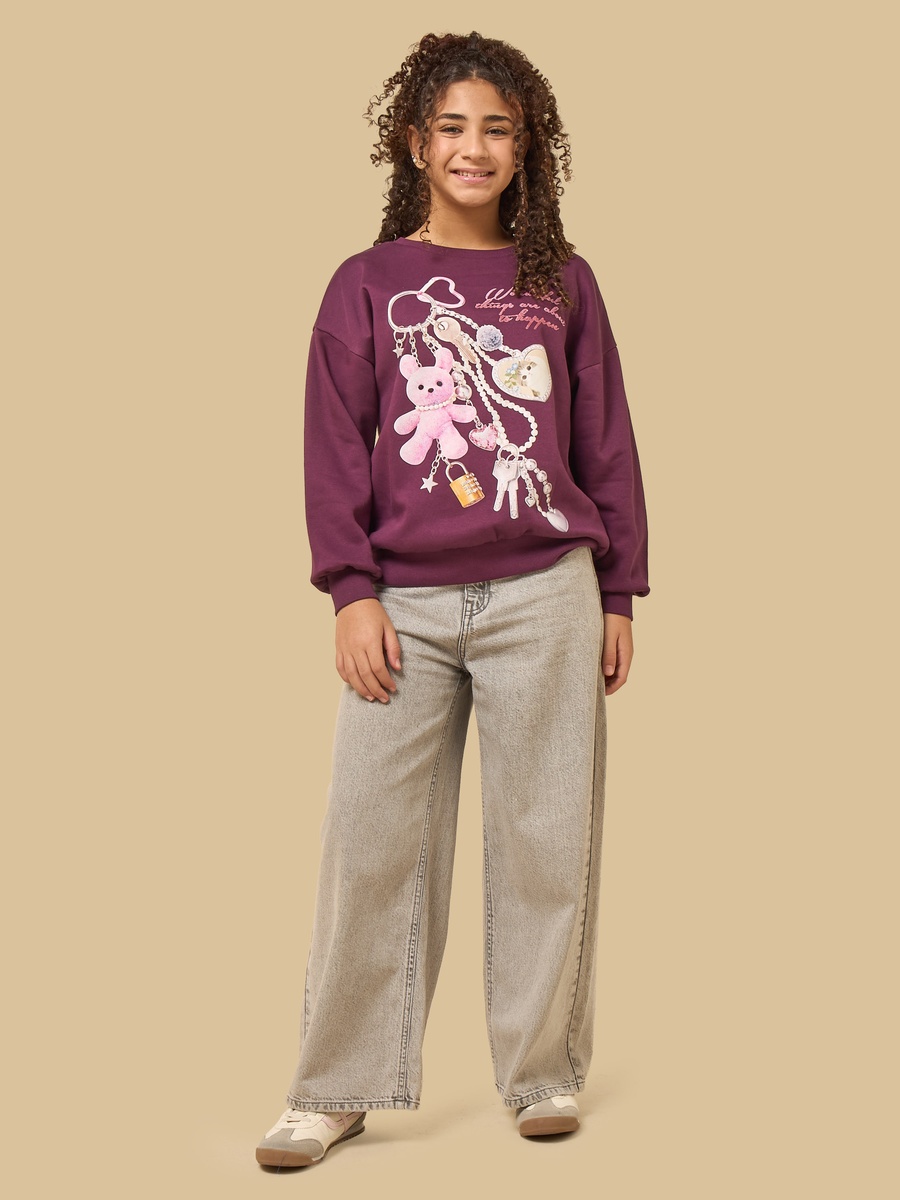 Teddy Print Oversized Sweatshirt