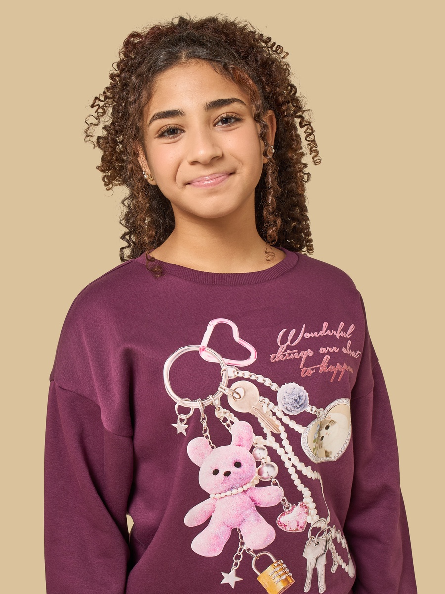 Teddy Print Oversized Sweatshirt