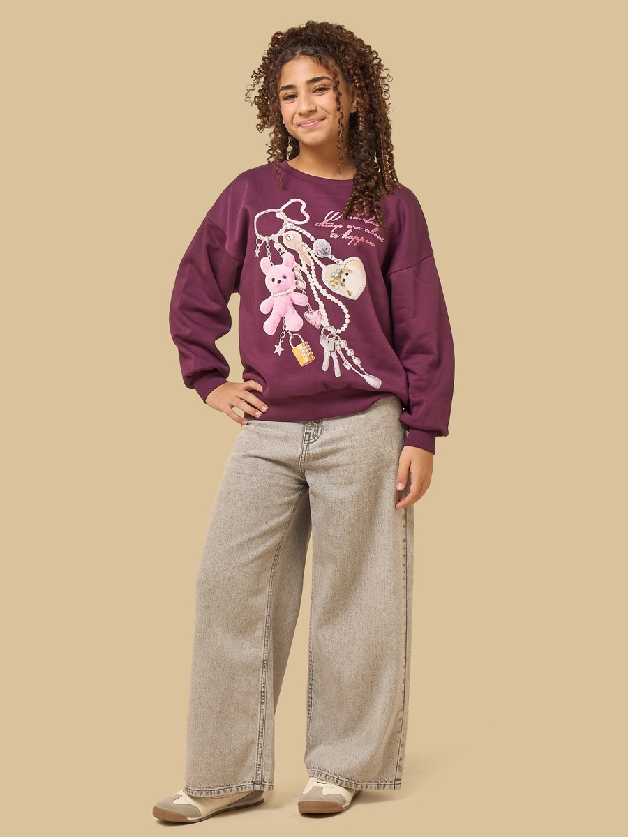 Teddy Print Oversized Sweatshirt