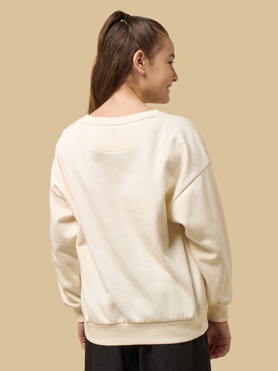 Teddy Bear Print Cotton Oversized Sweatshirt