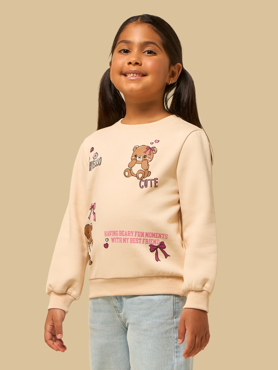 Teddy Bear Print Oversized Sweatshirt