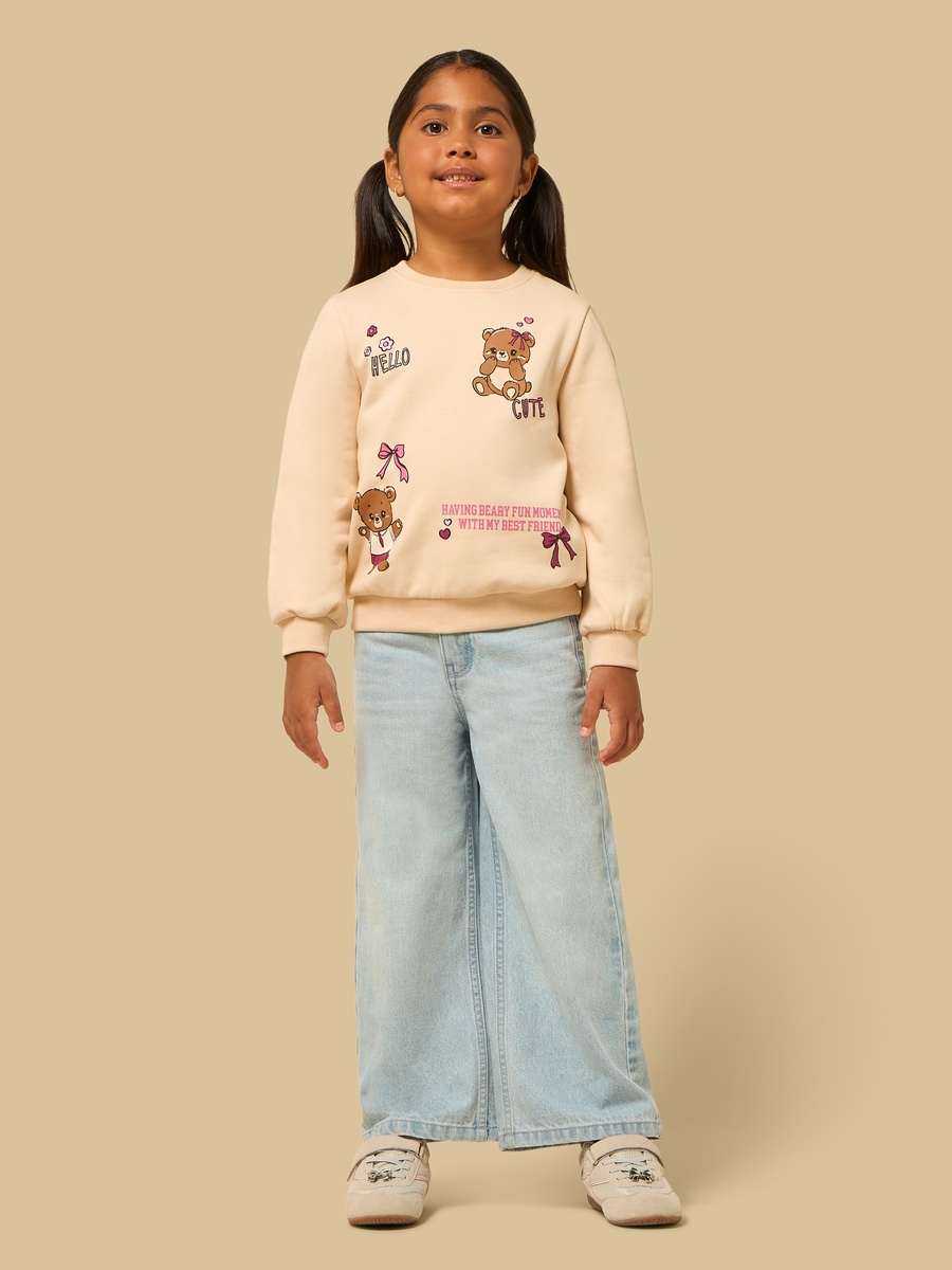 Teddy Bear Print Oversized Sweatshirt