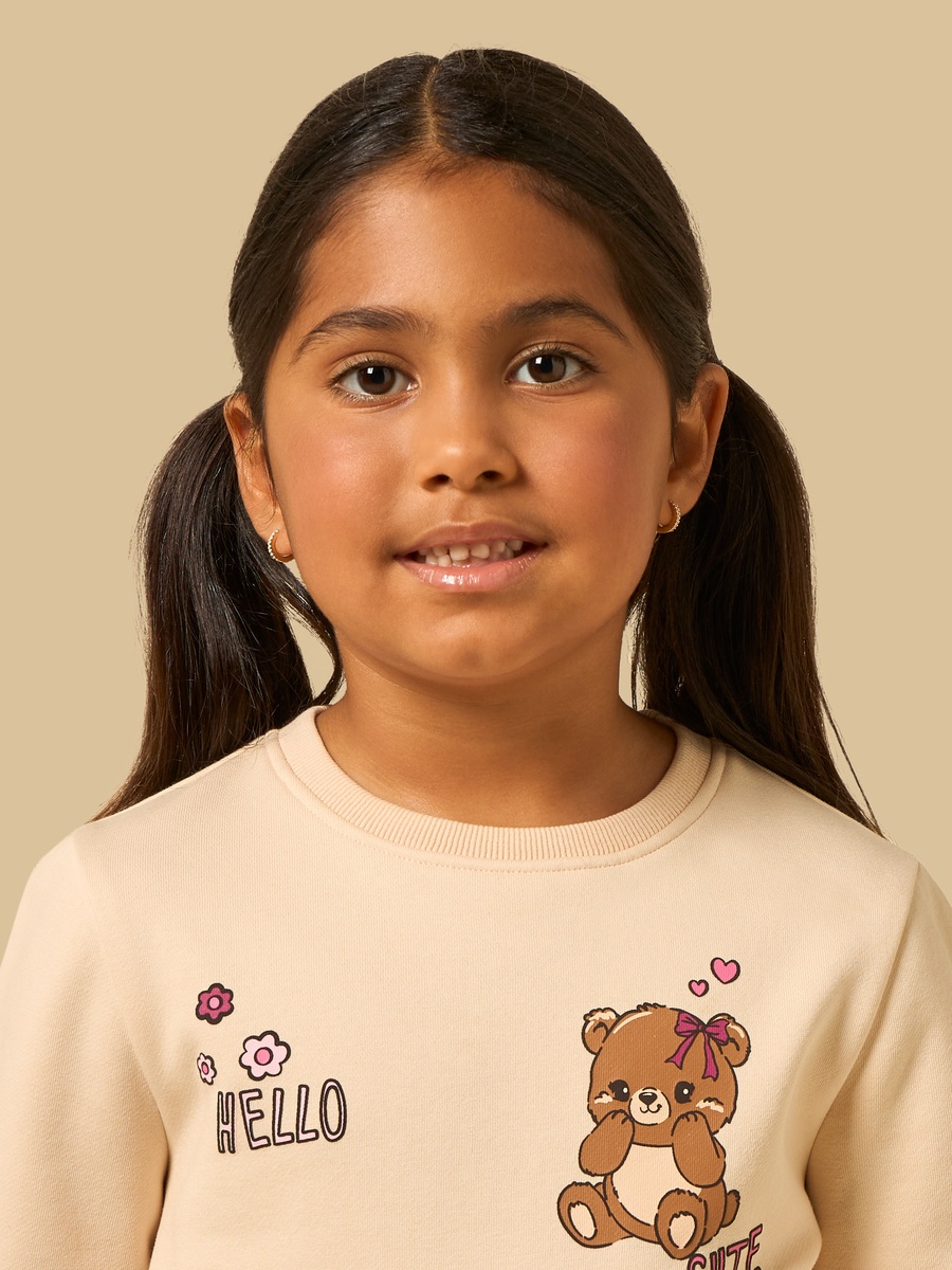 Teddy Bear Print Oversized Sweatshirt