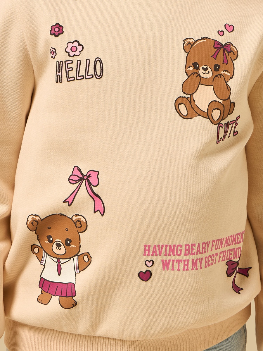 Teddy Bear Print Oversized Sweatshirt