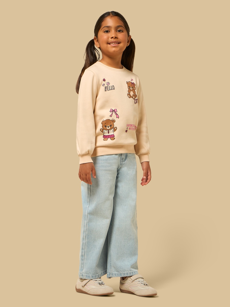 Teddy Bear Print Oversized Sweatshirt