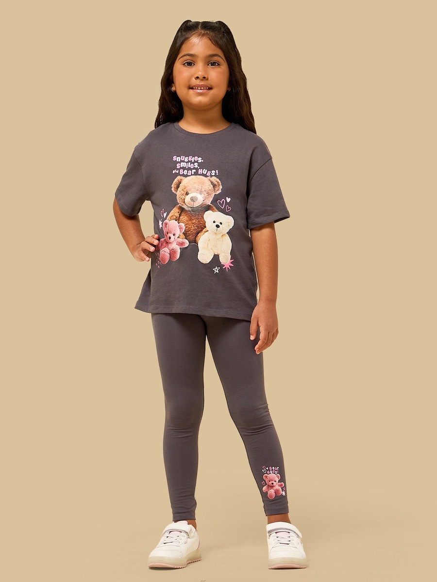 Teddy Bear Print Boxy Cotton T-Shirt