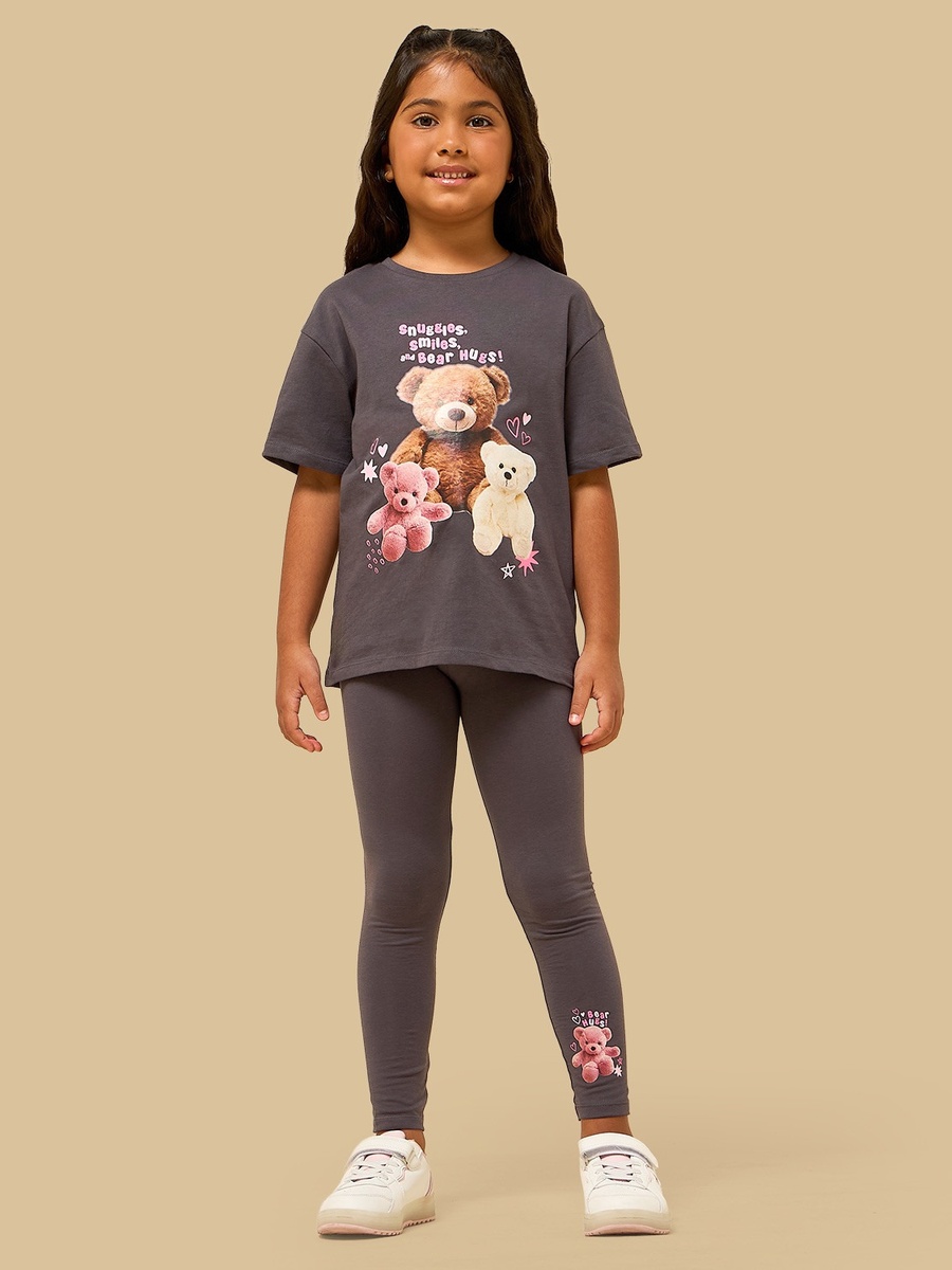 Teddy Bear Print Boxy Cotton T-Shirt