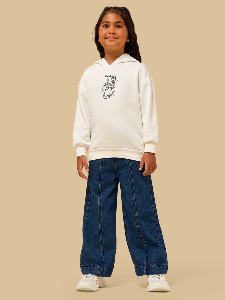 Cat Print Oversized Hooded Sweatshirt
