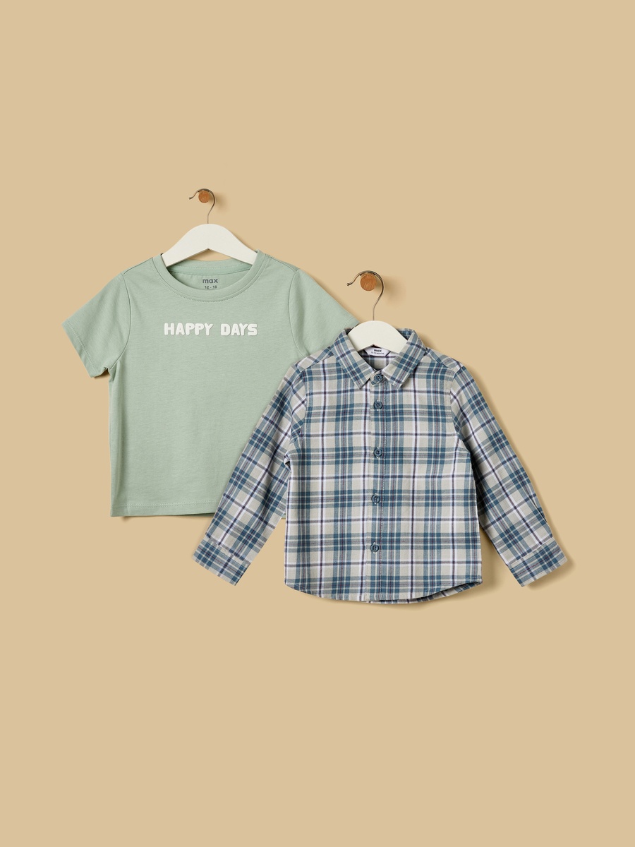 Checked Shirt with T-Shirt