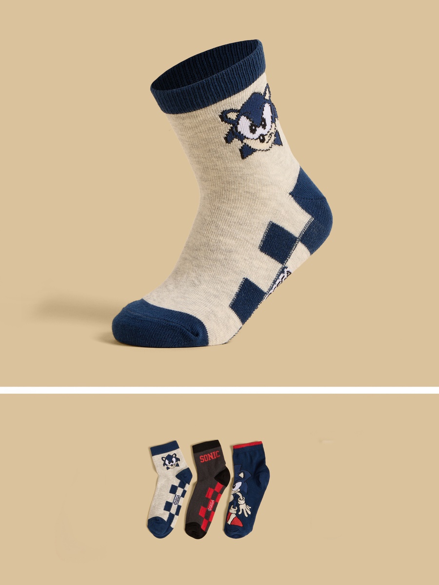 Pack of 3 - Sonic the Hedgehog Print Ankle Length Socks