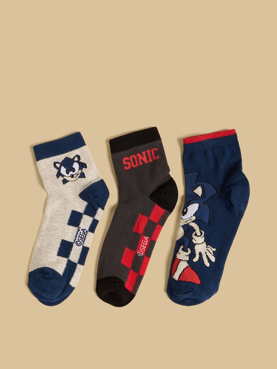 Pack of 3 - Sonic the Hedgehog Print Ankle Length Socks