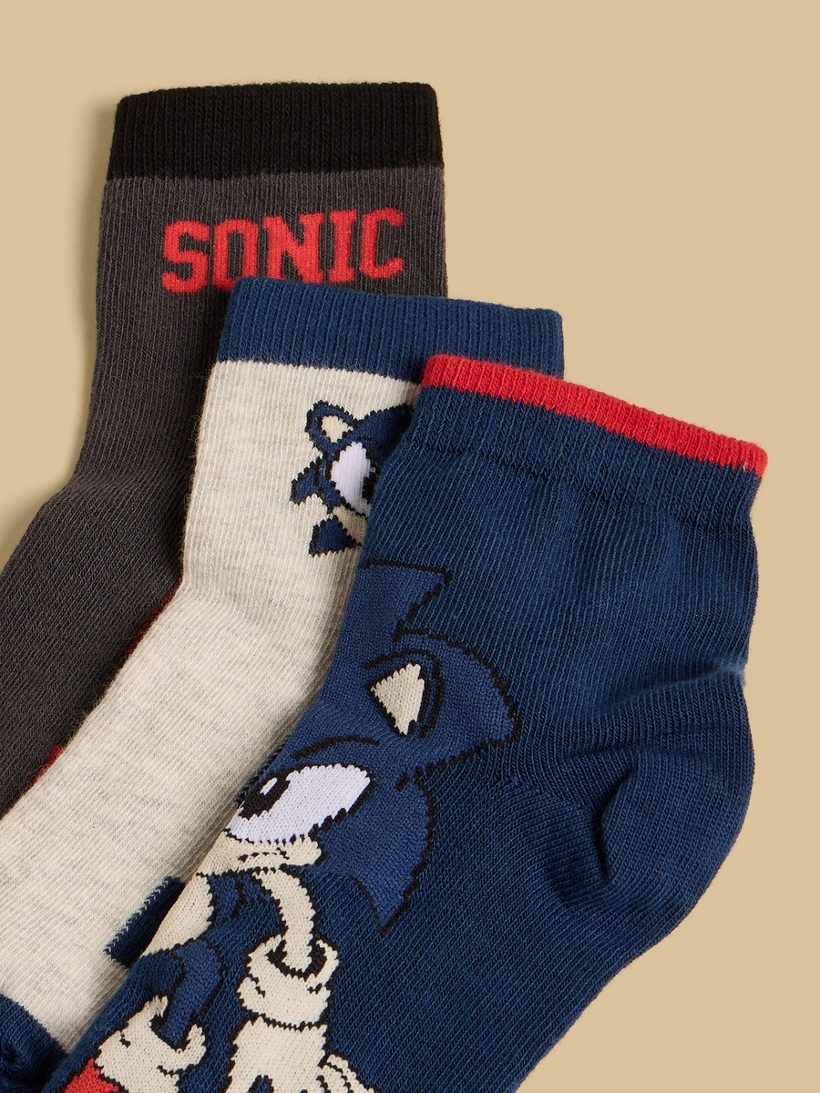 Pack of 3 - Sonic the Hedgehog Print Ankle Length Socks