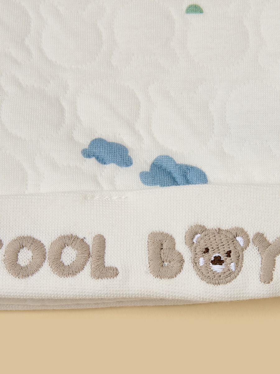 Bear Print Quilted Sleepsuit with Cap