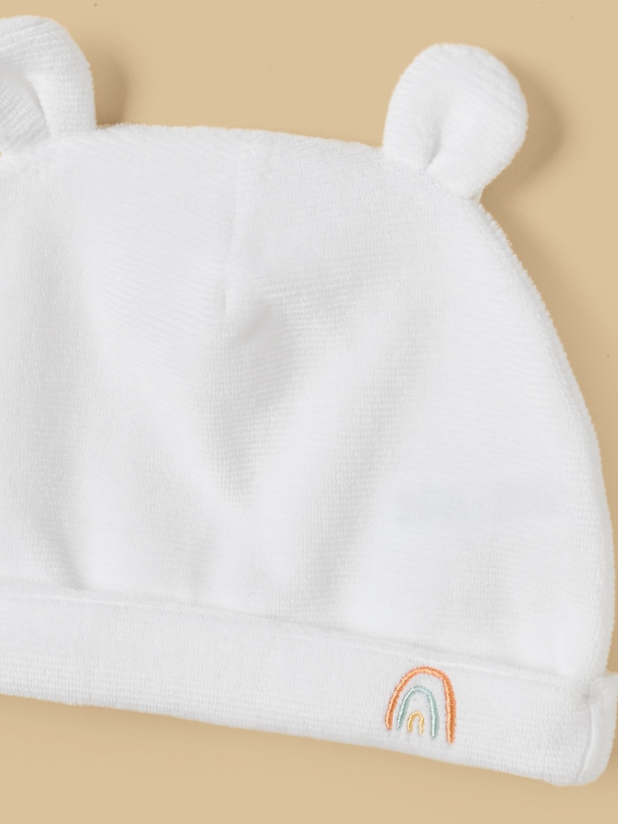 Embroidered Velour Sleepsuit with Cap