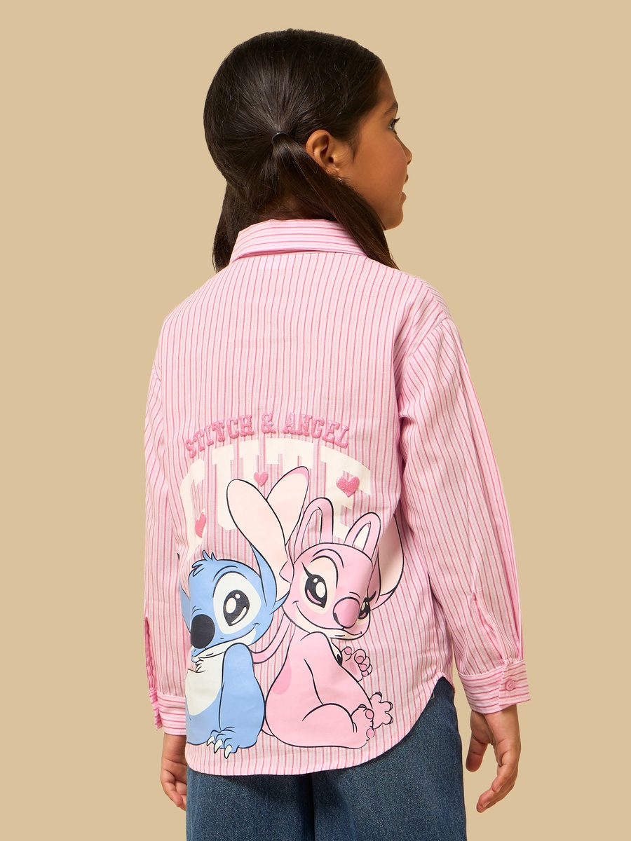 Stitch and Angel Print Cotton Boxy Fit Shirt