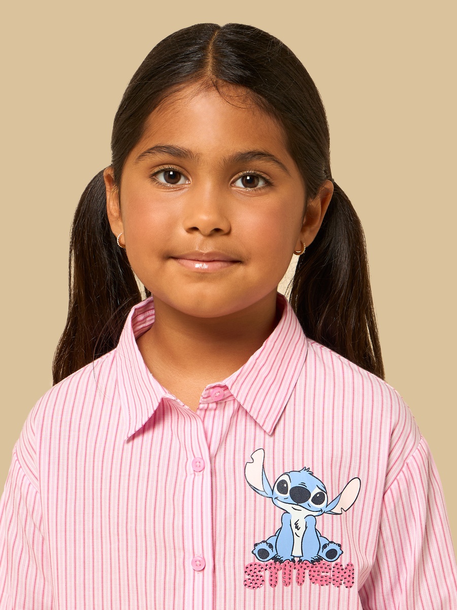 Stitch and Angel Print Cotton Boxy Fit Shirt