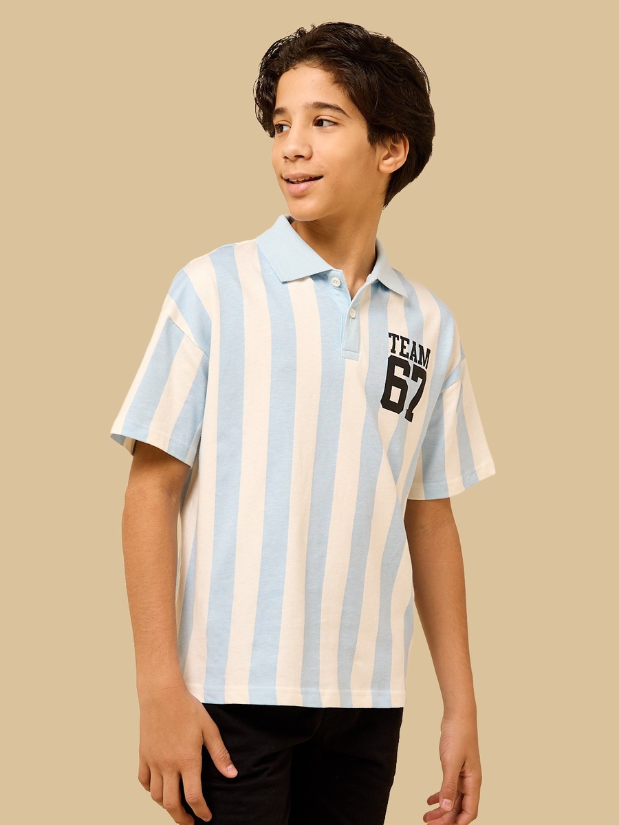 Varsity Print Polo Cotton T-Shirt and Shorts Set