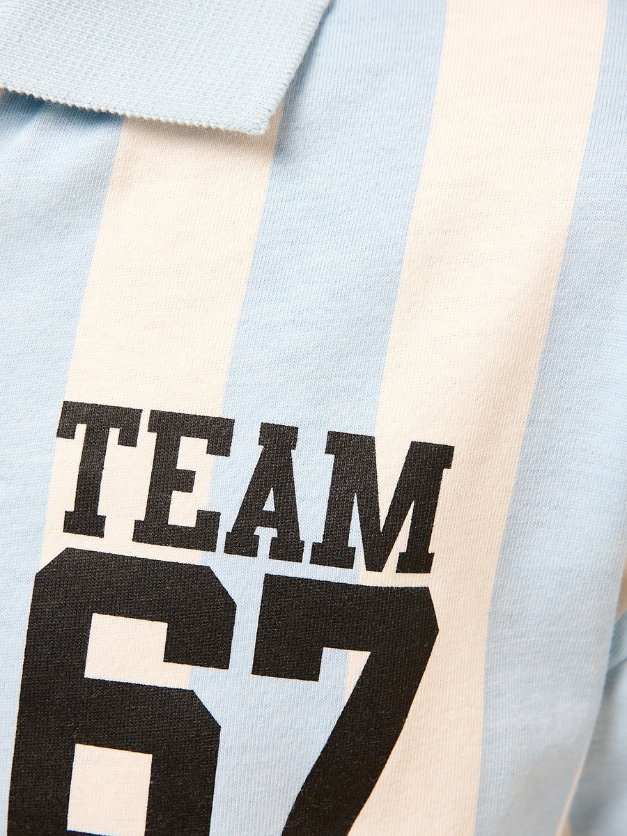Varsity Print Polo Cotton T-Shirt and Shorts Set