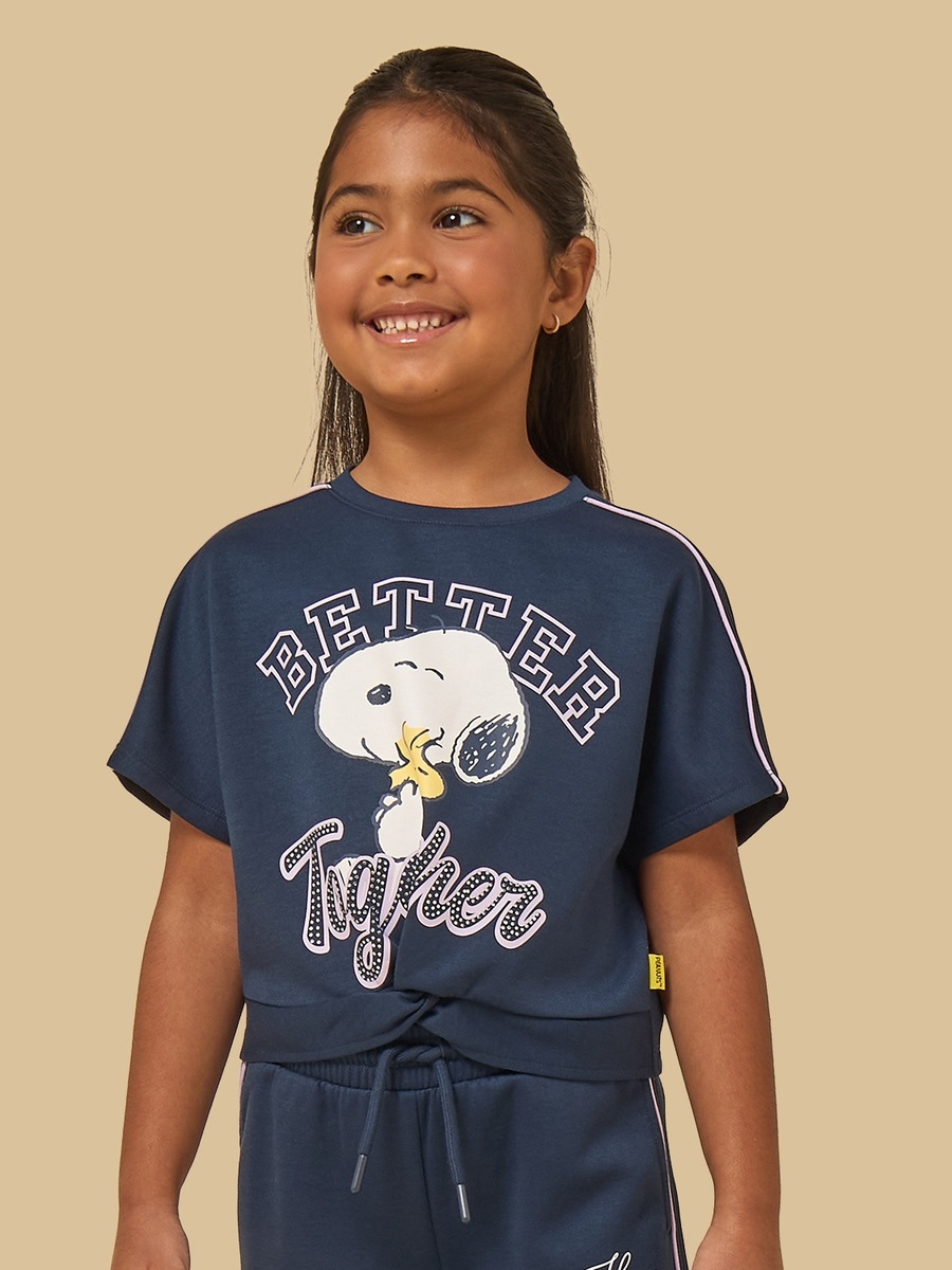 Snoopy Print T-Shirt and Wide Leg Track Pants Set