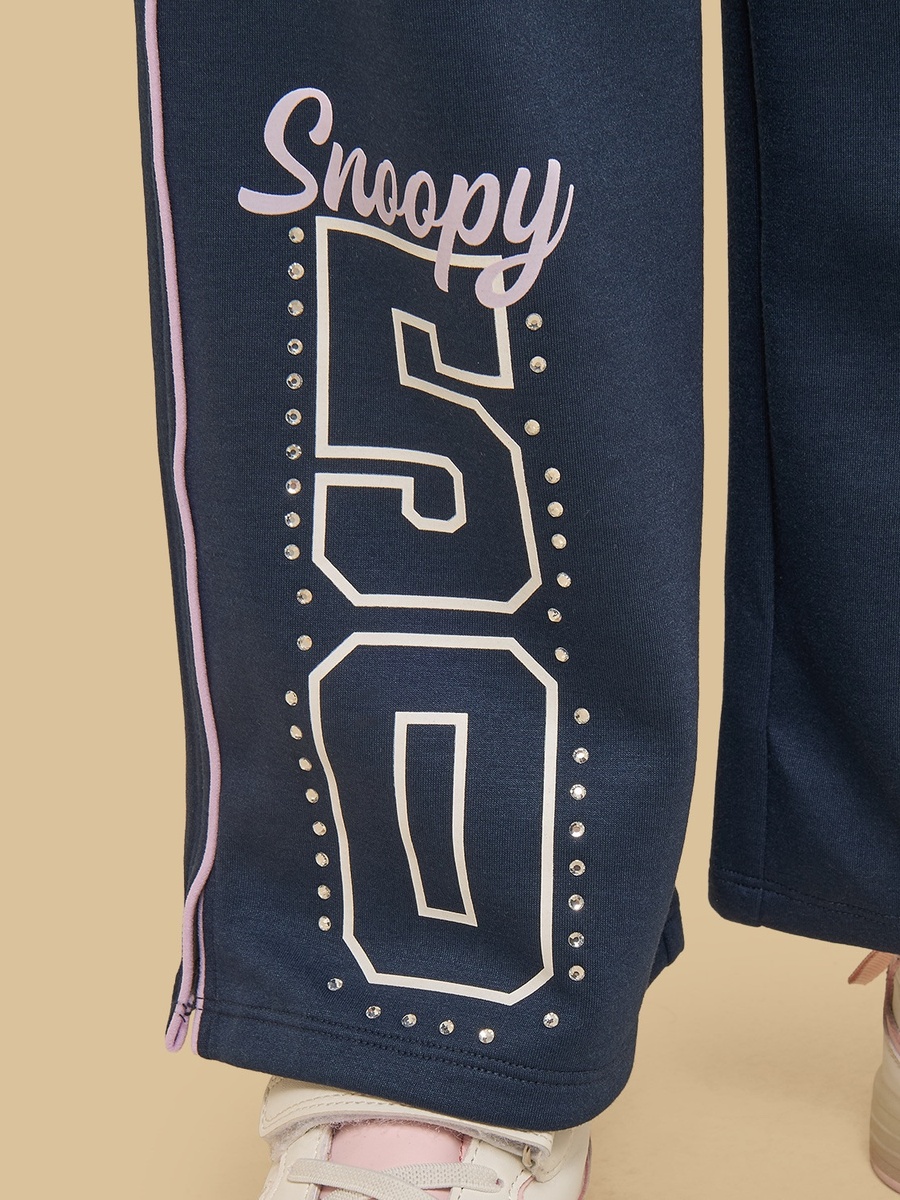 Snoopy Print T-Shirt and Wide Leg Track Pants Set
