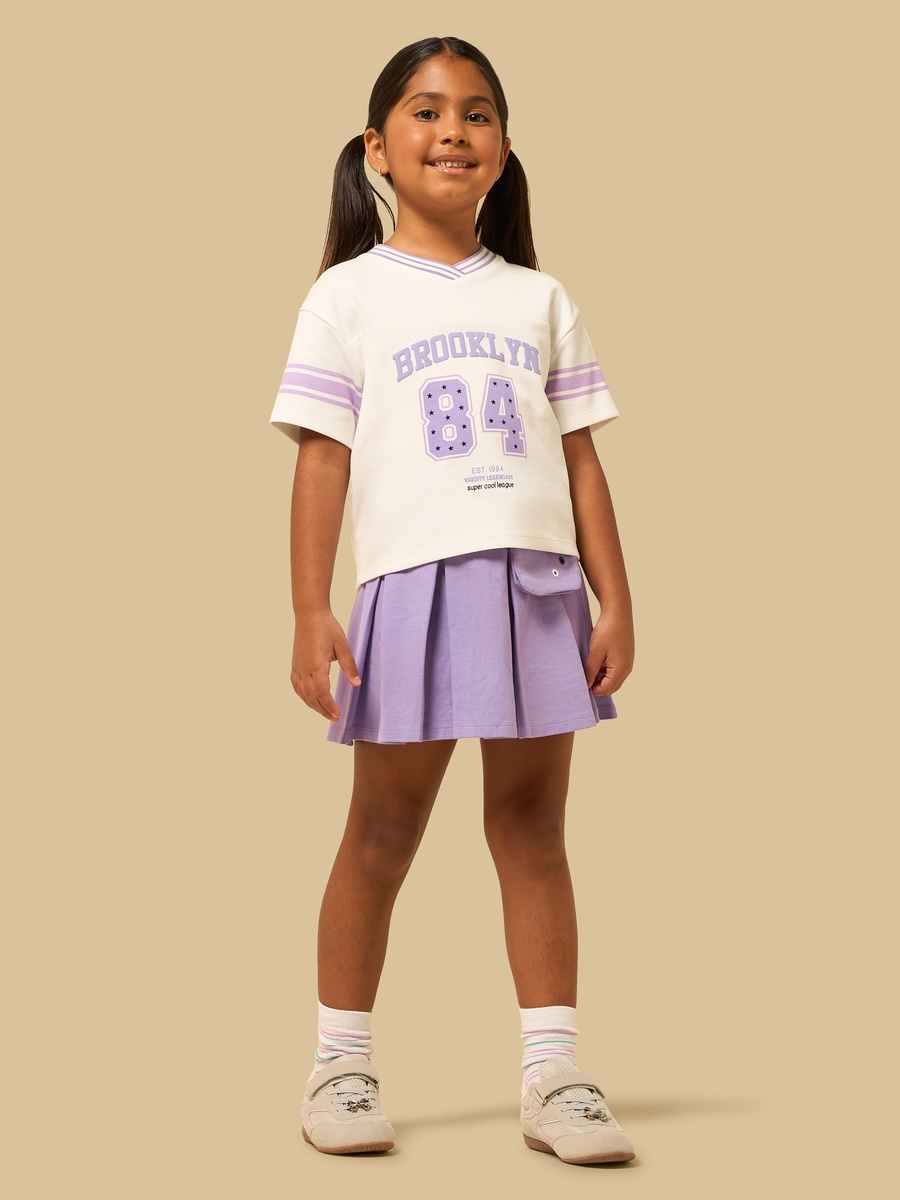 East Coast Print T-Shirt with Pleated Skirt