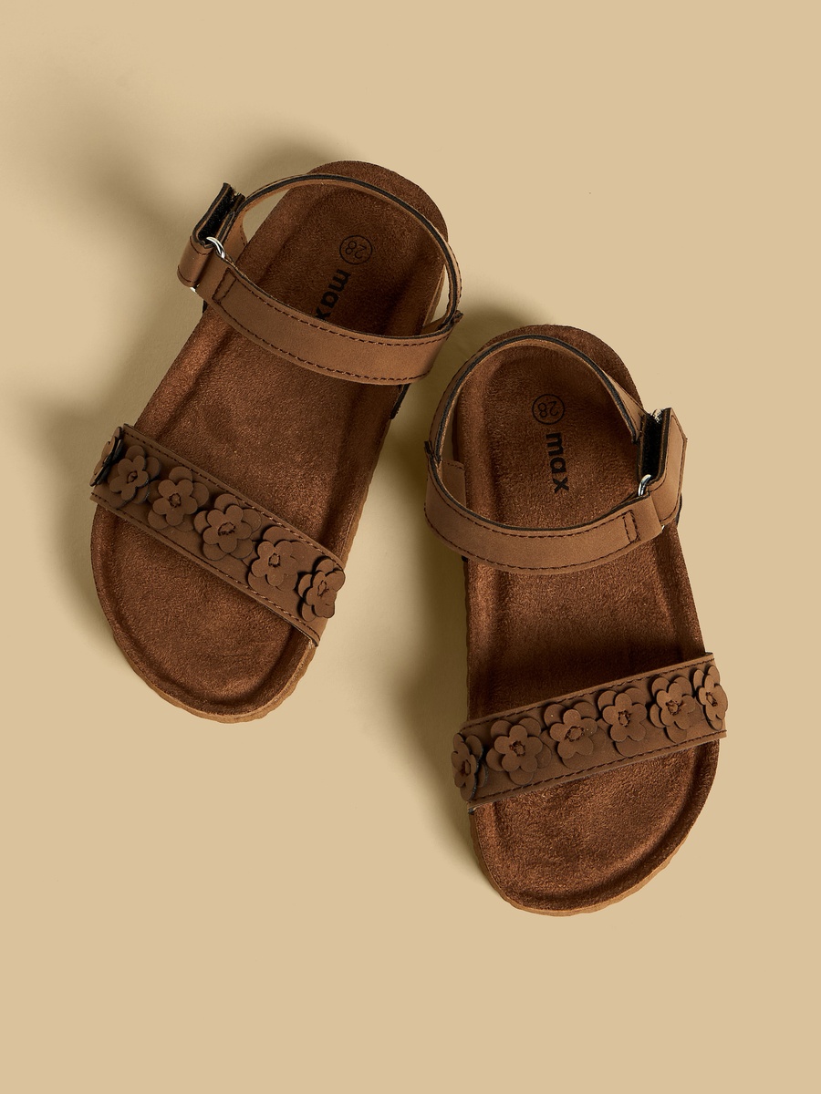 Floral Accent Sandals with Hook and Loop Closure