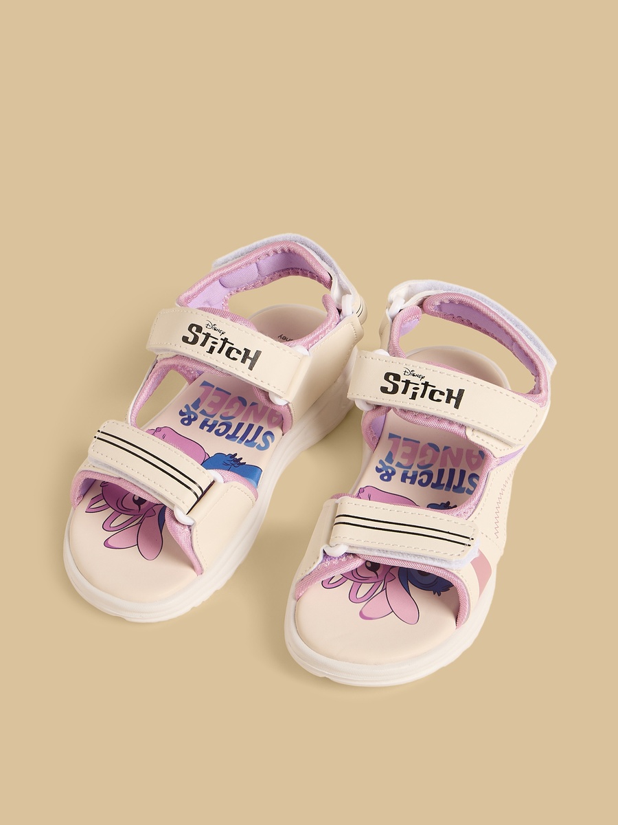 Stitch Print Sandals with Hook and Loop Closure