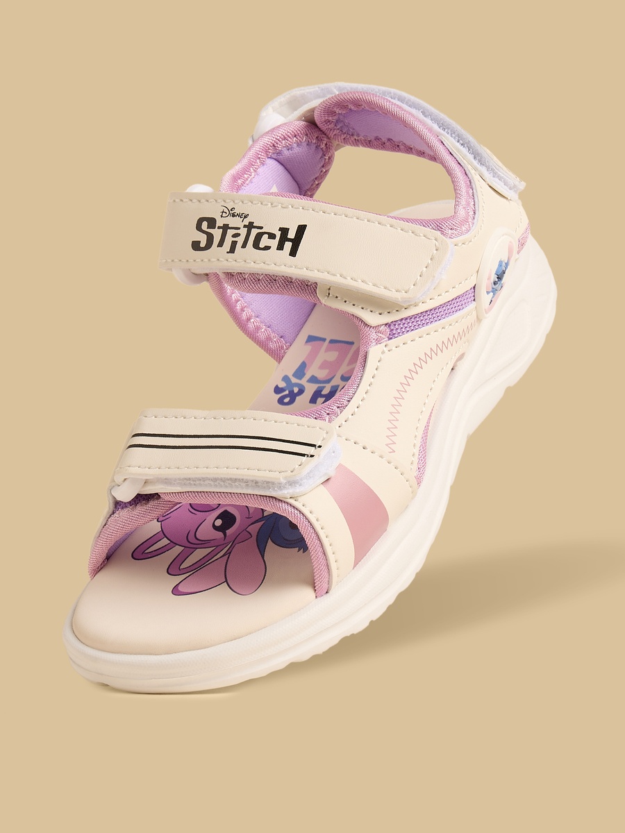 Stitch Print Sandals with Hook and Loop Closure