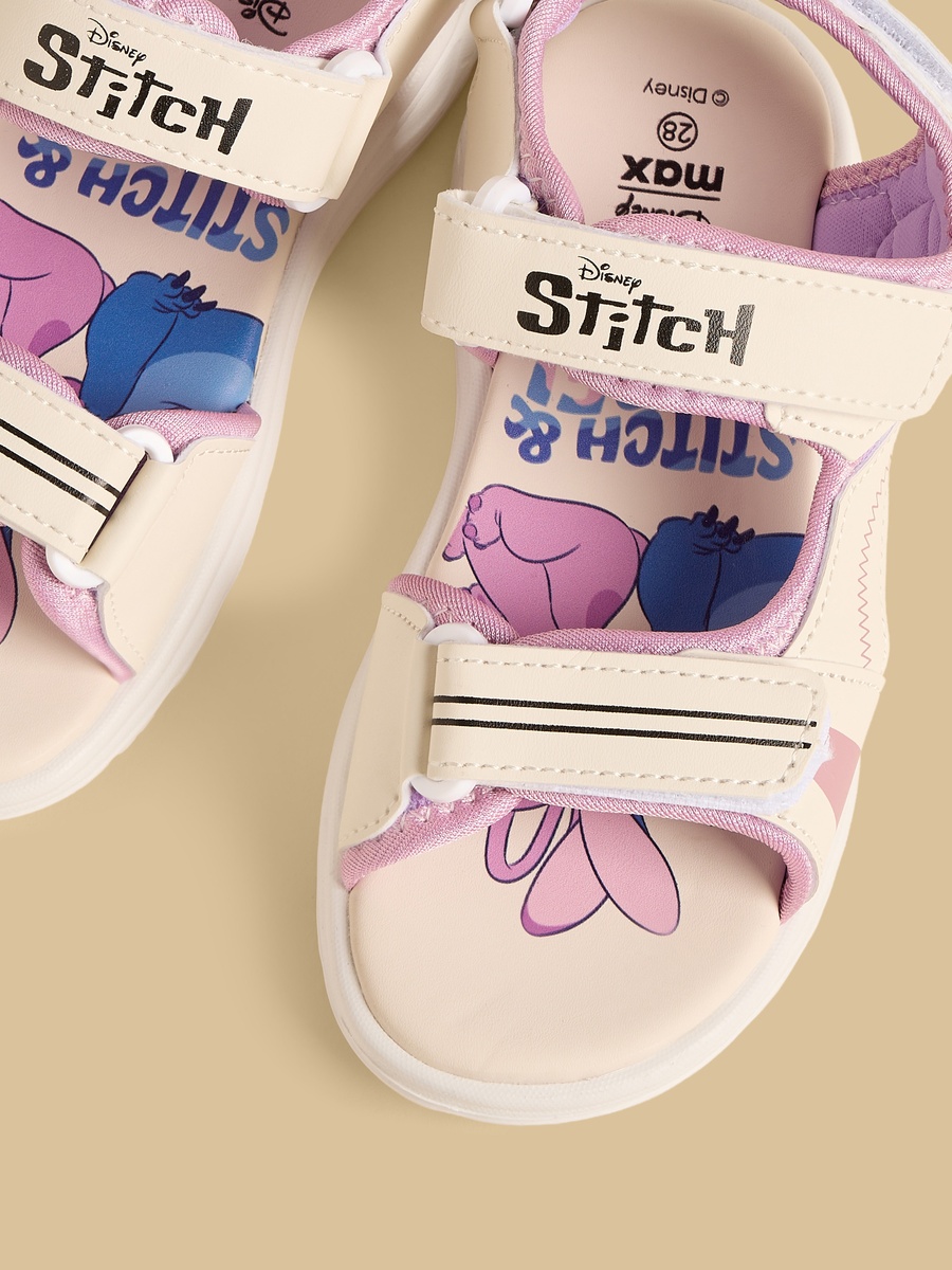 Stitch Print Sandals with Hook and Loop Closure