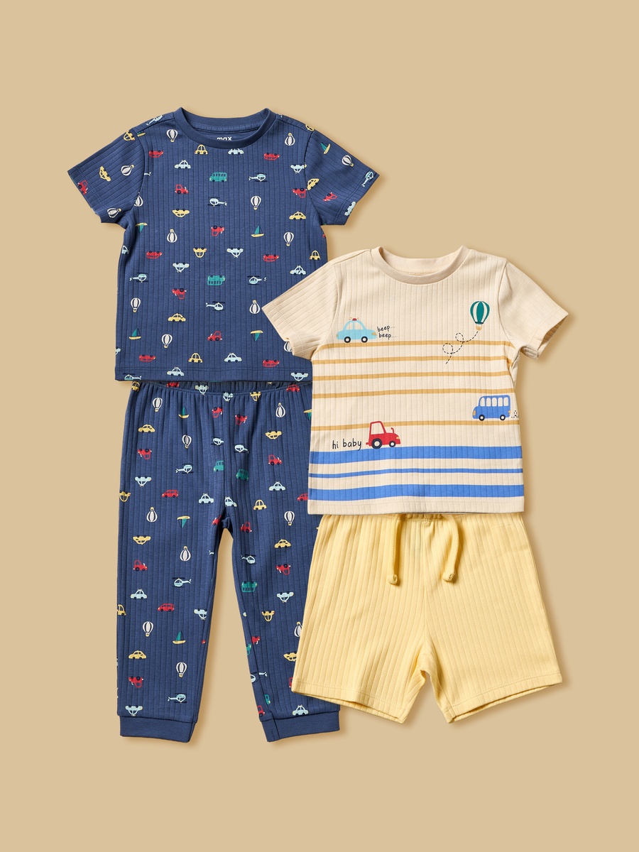 Pack of 2 - Vehicle Print Cotton Pyjama Set