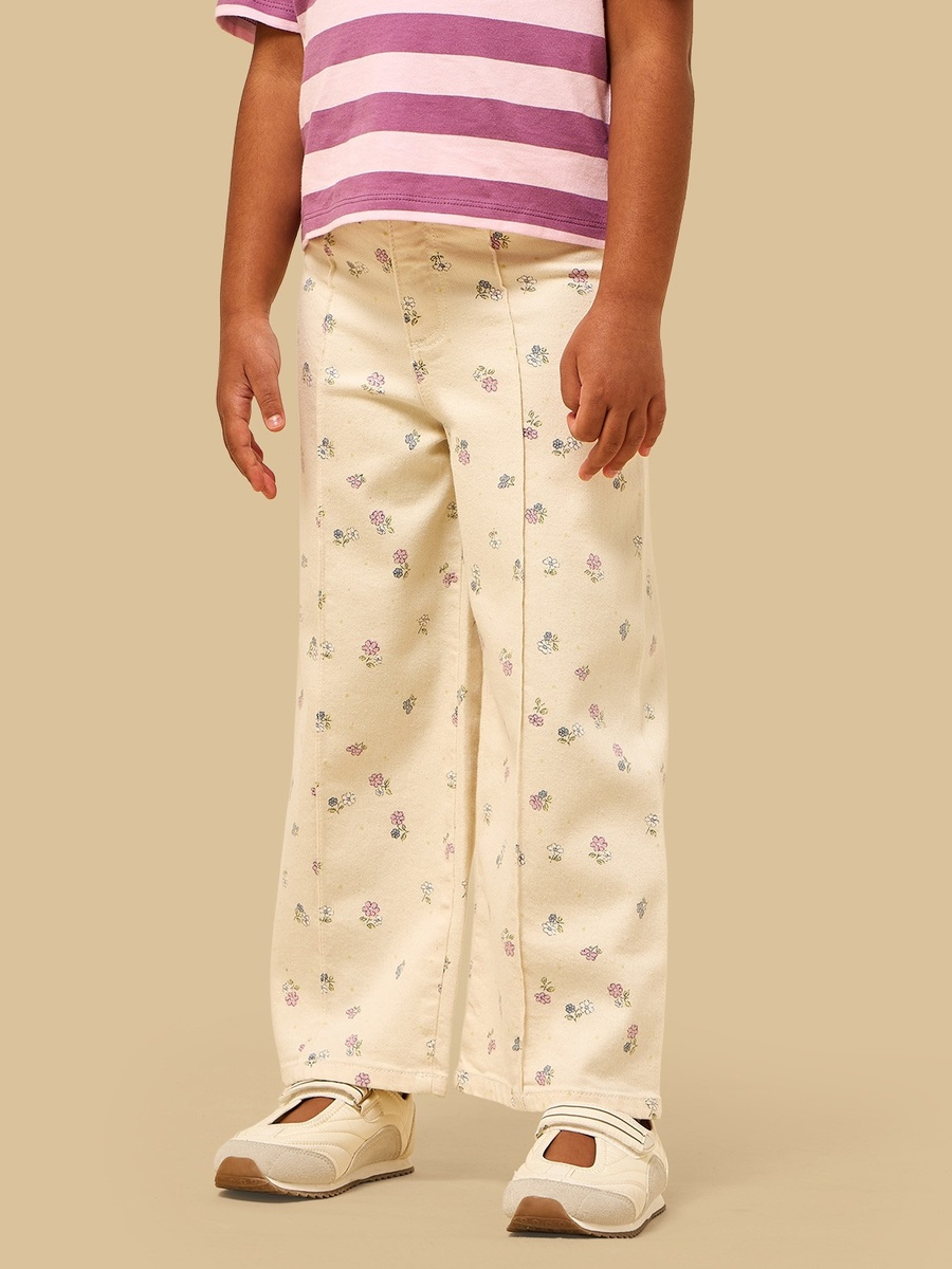 Floral Print Wide Leg Jeans