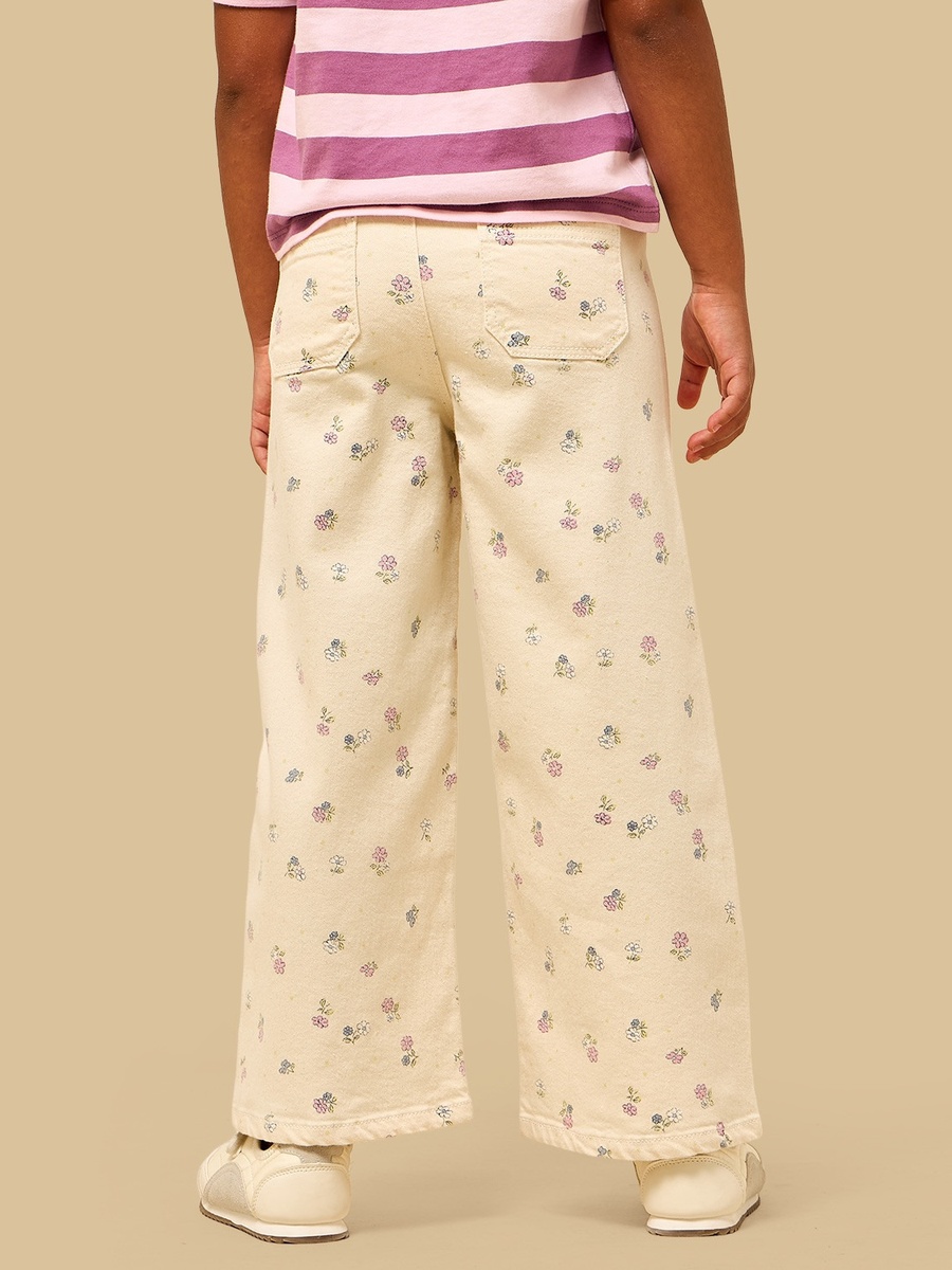 Floral Print Wide Leg Jeans