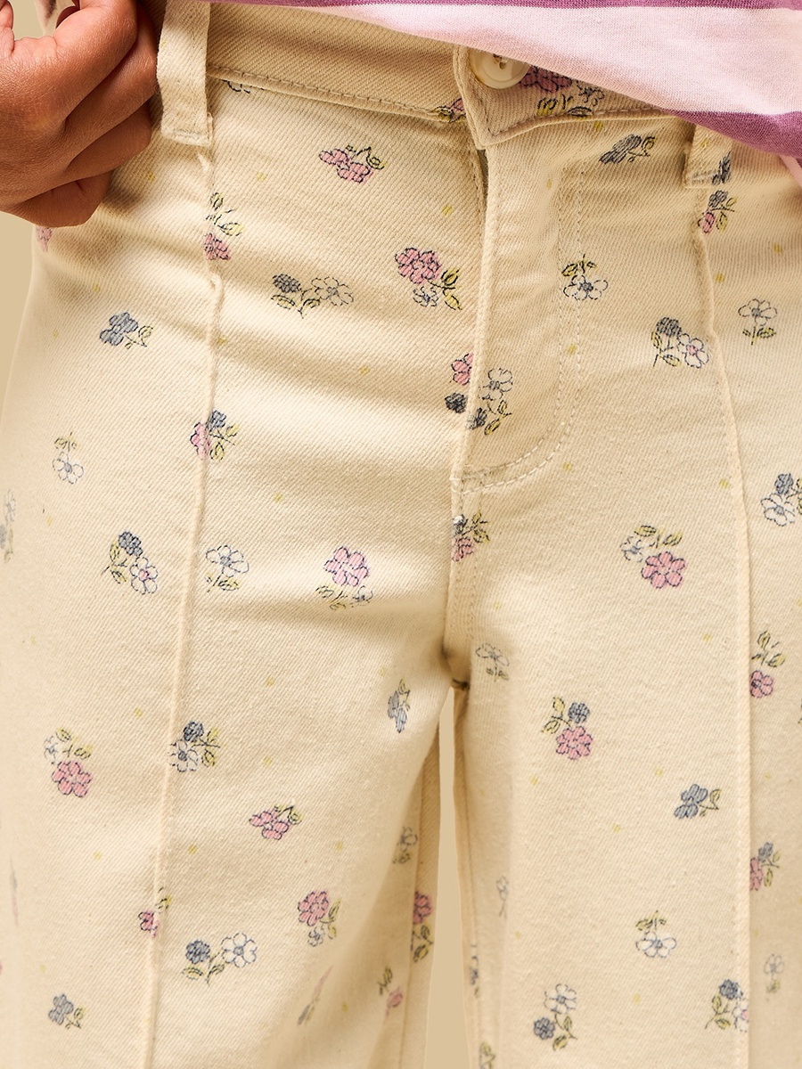 Floral Print Wide Leg Jeans
