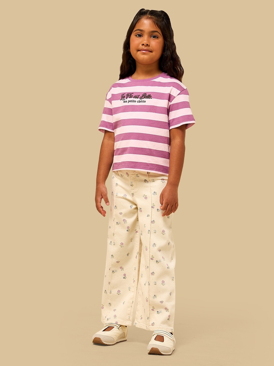 Floral Print Wide Leg Jeans