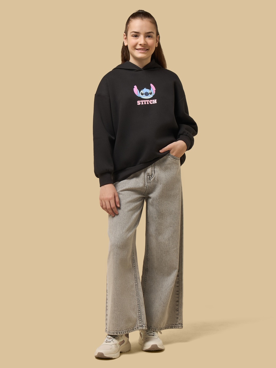Stitch Print Oversized Sweatshirt