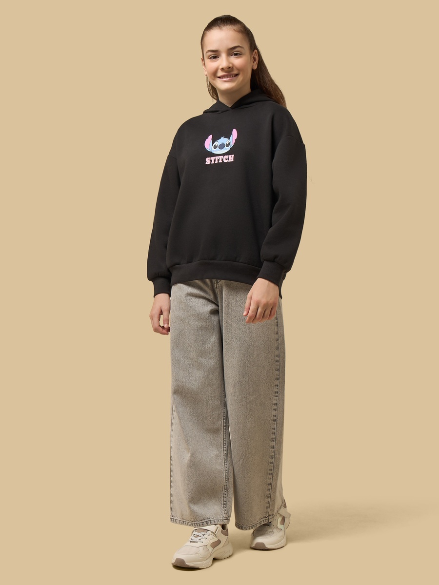 Stitch Print Oversized Sweatshirt