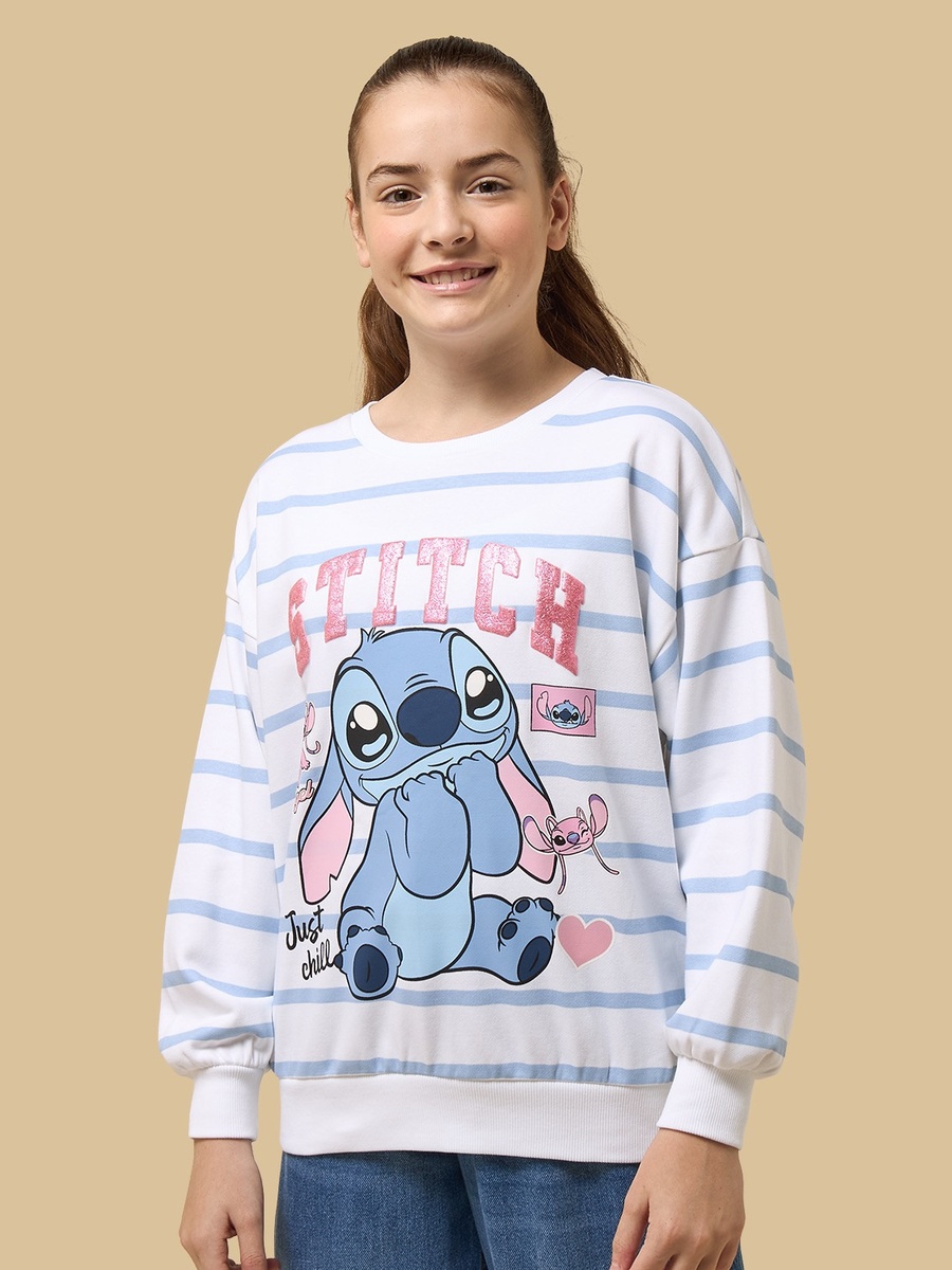 Stitch Striped Oversized Sweatshirt